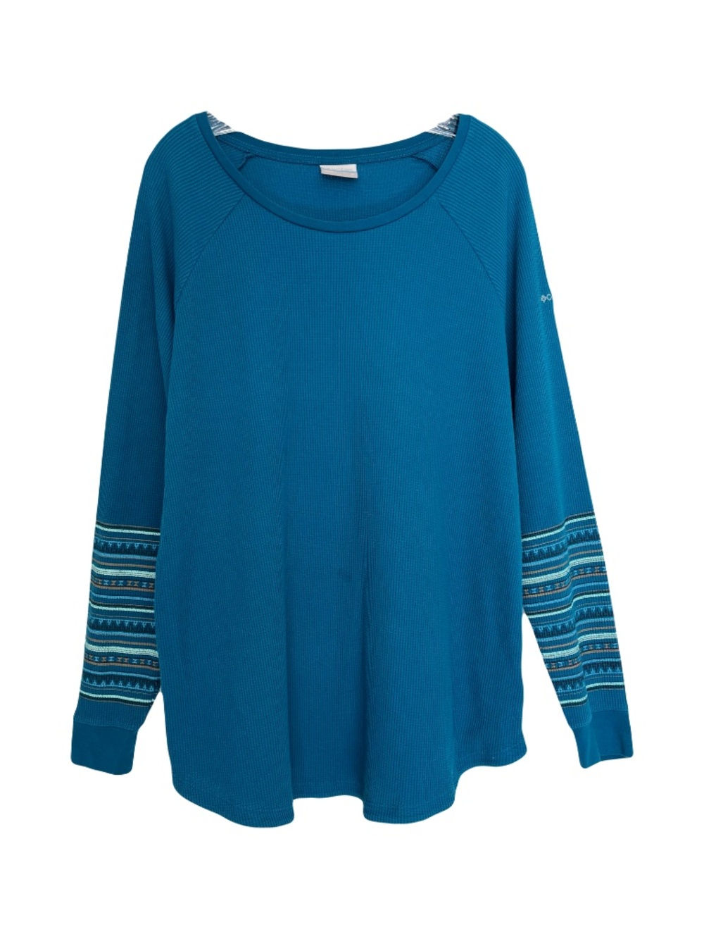 Columbia | Teal Thermal Waffle Knit Long Sleeve Stripe Top, 1X